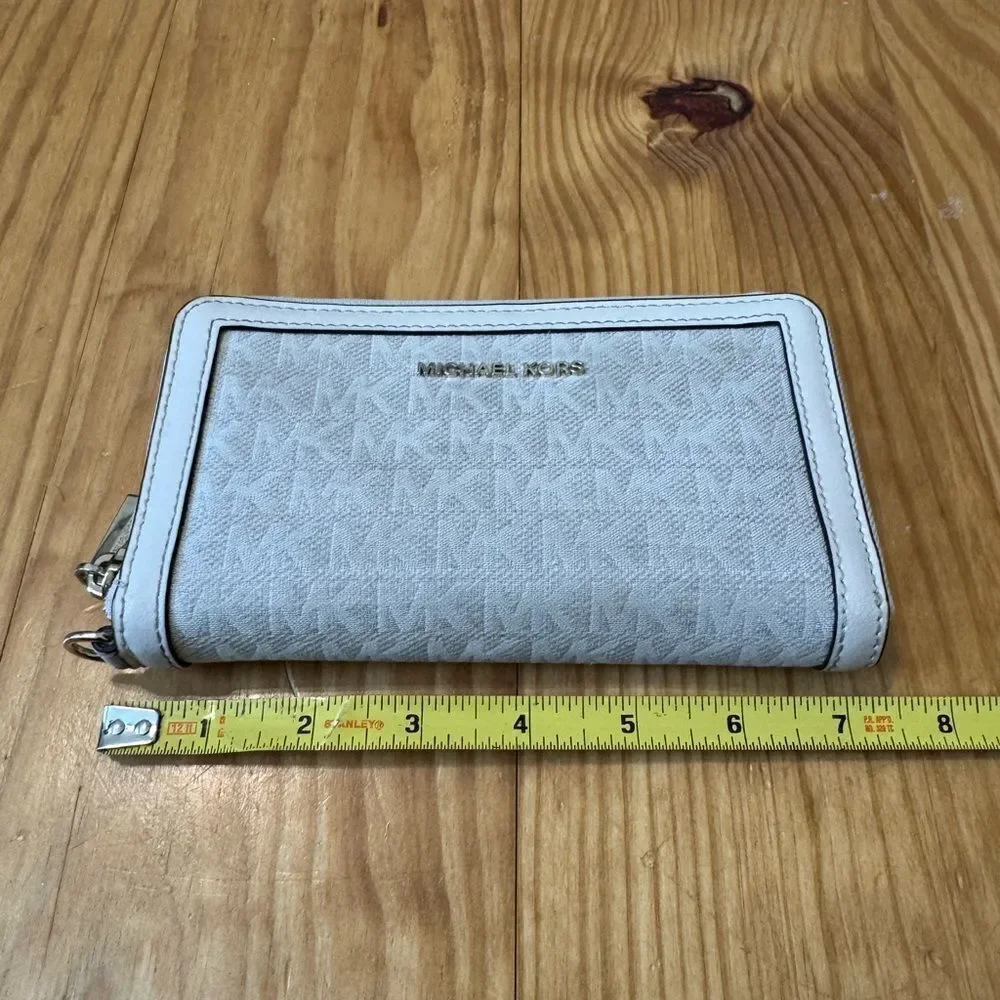 Michael Kors Adele Ivory Canvas Smartphone Wallet Clutch